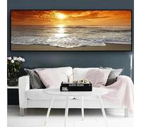 Tramonti Paesaggio naturale della spiaggia del mare Poster e stampe astratti Pittura su tela Panorama Immagine di arte della parete Decorazione del soggiorno 60x140 cm (24x55 pollici) cornice interna