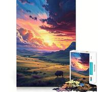 Tramonti su una vasta area Puzzle per adolescenti da 1000 pezzi Migliora la memoria Rilassati Tempo Bordo preciso 38x26cm