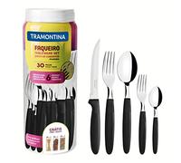Tramontina 23398088 “Ipanema” - Set di posate da tavola per 6 persone, 30 pezzi, in acciaio inox, manico nero