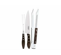 Tramontina Churrasco Set di Posate per BBQ 3 Pezzi (Forchetta, Coltello, Pinze), Marrone 29899/265