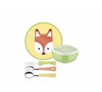 Tramontina Set Bambini 5 Pezzi Baby Friends (Cucchiaio/Forchetta/Coltello/Piatto/Dose), Volpe 23797/