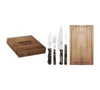 Tramontina Churrasco Set da barbecue Jumbo, 15-TLG, set da barbecue, posate da bistecca, tagliere