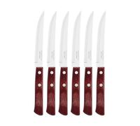Tramontina Polywood rosso, set 6 coltelli bistecca con lame in acciaio inox e manici in legno trattato Polywood Rosso, Set 6 Coltelli Bistecca con Lame in Acciaio Inox e Manici in Legno Trattato