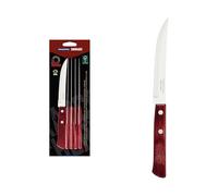 Tramontina Set di Coltelli da Barbecue Acciaio Inox con Manico Rosso Polywood 6 Pezzi