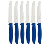 Tramontina Set di Coltelli da Tavola Dentati con Punta Arrotondata, 6 Pezzi, Colore Blu, Acciaio Inossidabile, Plenus