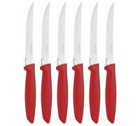 Tramontina, Set Coltelli Bistecca Seghettati 6pz, Colore Rosso, Acciaio Inossidabile, Lavabili in Lavastoviglie
