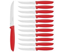 Tramontina Set di Coltelli Multiuso da Cucina Plenus Rossi a Lama Liscia 12 Pezzi