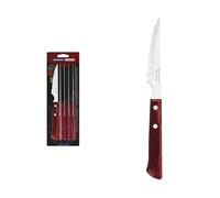 Tramontina Set di Coltelli per Carne/BBQ in Acciaio Inox e Manici in Legno Polywood Rosso 6 Pezzi