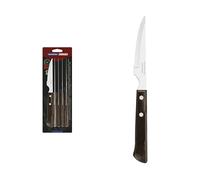 Tramontina Set di Coltelli per Churrasco con Lame in Acciaio Inox e Manici in Legno Polywood Castano, 6 Pezzi