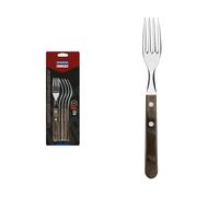 Tramontina Set di Forchette da Barbecue in Acciaio Inox con Manico Polywood Castagno 6 Pezzi