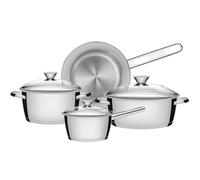 Tramontina Set di 4 pentole in acciaio inox, lavabili in lavastoviglie con coperchio in vetro, adatte a induzione, casseruola, padella e casseruole