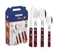 Tramontina Set Posate Acciaio Inox e Legno Polywood Rosso 24 Pezzi