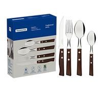 Tramontina Set Posate con Lame in Acciaio Inossidabile e Manici in Legno Naturale FSC® 24 Pezzi