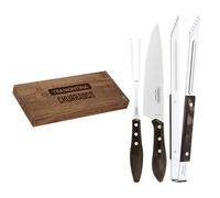 Tramontina Set Utensili per carne manico in legno trattato Polywood castagno 3 pezzi