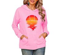 Tramonto 3D Stampato Felpa con Cappuccio Donne Fattoria Animale Peluche Felpe Manica Lunga Pullover Abbigliamento Sportivo Top