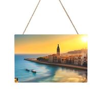 Tramonto a Barcellona Pannello Rettangolare Pittura. 20,3x30,5 cm. Elegante decorazione da parete moderna per la casa per migliorare il tuo spazio.