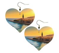 Tramonto a Barcellona Stampe Orecchini Eleganti a Forma di Cuore Accessori da Donna Leggero Perfetto Per Feste E San Valentino.