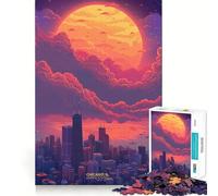 Tramonto a Chicago, IL, USA - Puzzle per ragazzi da 1000 pezzi - Gioco di logica - Divertimento per tutta la famiglia - Bordo di alta qualità 38x26cm