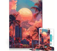 Tramonto a Miami, USA Puzzle da 1000 pezzi per adolescenti, gioco cognitivo, divertimento lento, bordo premium, Babbo Natale, scegli 38x26cm
