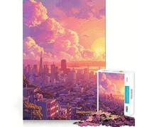 Tramonto a San Francisco Puzzle da 1000 pezzi per adulti Gioco di logica Puzzle per interni Taglio di precisione Regalo prezioso 50x75cm