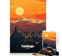 Tramonto a Santiago del Cile - Puzzle da 1000 pezzi per adolescenti - Puzzle facile da costruire - Tempo libero - Taglio preciso - Regalo di Babbo Natale (38x26cm)