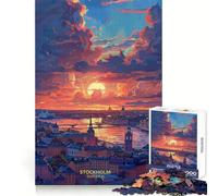 Tramonto a Stoccolma, Svezia Puzzle da 1000 pezzi per adulti Gioco di puzzle per stimolare la mente, calma e relax Decorazione murale con taglio pulito 38x52cm