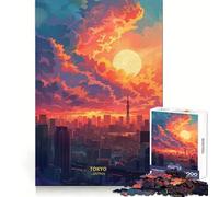Tramonto a Tokyo, Giappone Puzzle da 1000 pezzi per adulti Gioco di puzzle per stimolare la mente, calma e relax Decorazione murale con taglio pulito 38x52cm