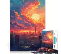 Tramonto a Tokyo, Giappone Puzzle da 1000 pezzi per adulti Gioco di puzzle per stimolare la mente, calma e relax Decorazione murale con taglio pulito 38x52cm