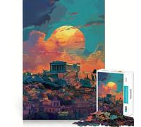 Tramonto ad Atene, Grecia Puzzle da 1000 pezzi per adolescenti, gioco cognitivo, divertimento lento, bordo premium, Babbo Natale, scegli 38x52cm