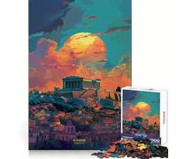 Tramonto ad Atene, Grecia - Puzzle per ragazzi da 1000 pezzi - Gioco di logica - Divertimento al chiuso - Bordo preciso - Pezzo da collezione 50x75cm