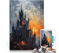 Tramonto al castello oscuro Puzzle 1000 pezzi per adolescenti Antistress Vacanza in patria Uccidere il tempo è ideale come regalo per tutta la famiglia 38x26cm