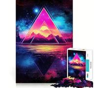 Tramonto al neon con montagne: puzzle da 1000 pezzi per adulti, un gioco stimolante per il tempo libero, con tagli precisi e oggetti da collezione (38x26cm)