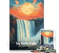 Tramonto alle Cascate Vittoria - Puzzle da 1000 pezzi per adolescenti - Allenamento intelligente - Evasione rilassante - Taglio perfetto - Sorpresa di Natale (38x52cm)