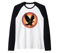 Tramonto aquila in volo con croce: arte cristiana Maglia con Maniche Raglan