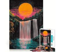 Tramonto Cascata Pastelli Gratta e Rimuovi Puzzle per Adolescenti 1000 Pezzi Attività per la Memoria da Casa Assemblaggio Modello Regalo Perfetto 50x75cm