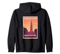 Tramonto Charleston South Carolina SC Alba Travel Art Graphic Felpa con Cappuccio