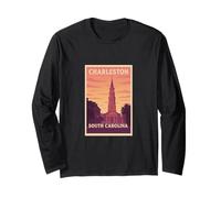 Tramonto Charleston South Carolina SC Alba Travel Art Graphic Maglia a Manica