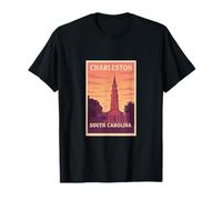 Tramonto Charleston South Carolina SC Alba Travel Art Graphic Maglietta