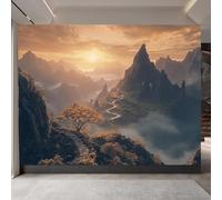 Tramonto Cime Delle Montagne Carta da Parati Murale, 3D Paesaggio Opaco Spessa Fotomurali, Soggiorno Wallpaper in Tessuto Non Tessuto, Camera da letto Poster Gigante Murale 400 x 280 CM