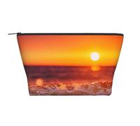 Tramonto con le onde del mare stampate, Borsa da toilette Borsa per trucco Borsa per cosmetici Borsa da toilette da viaggio portatile