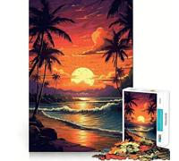 Tramonto con palme, puzzle da 1000 pezzi per ragazzi, gioco di allenamento mentale, gioco di gruppo, taglio di precisione, regalo per le festività 50x75cm
