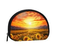 Tramonto da sogno in un campo di girasoli Portamonete piccolo da viaggio alla moda