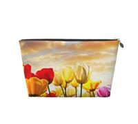 Tramonto del fiore del tulipano, Borsa da toilette Borsa per trucco Borsa per cosmetici Borsa da toilette da viaggio portatile