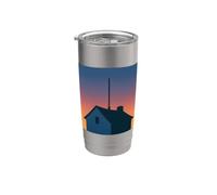Tramonto dell'antenna verticale del tetto della casa Bicchiere termico in acciaio inox doppia parete