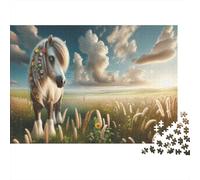 Tramonto di prato Puzzle Impossible 1000 Pezzi Pony della favola Decorazione Per La Casa. Giochi Rilassamento E Intelligence Per Adulti E Ragazzi Da 14 Anni 1000pcs (75x50cm)