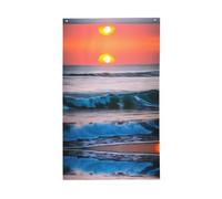 Tramonto e alba con onde del mare dell'oceano stampa all'aperto bandiera decorativa per tutte le stagioni modello su un solo lato cortile portico patio