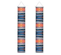 Tramonto e alba con onde del mare dell'oceano stampa banner portico per il Ringraziamento,Banner interni per porta d'ingresso,Per tutte le celebrazioni