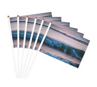 Tramonto e alba con onde del mare dell'oceano stampa palmare bandiera palo portatile bandiere decorative eventi versatile uso attività di gruppo