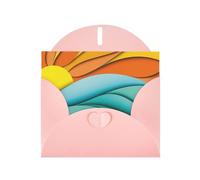 Tramonto e alba con onde del mare oceano carta perlata biglietto di auguri con buste matrimonio festa di compleanno inviti auguri