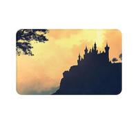 Tramonto Fiaba Simboli Castlesupernatural Stampa Nera 1 pz Asciugamano da spiaggia in velluto a pelle di pesca ad asciugatura rapida oversize 140 x 60 cm per adulti, asciugamano super assorbente